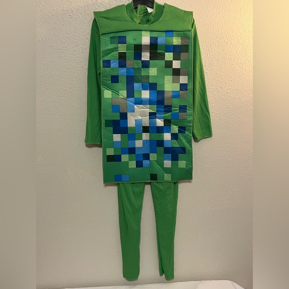 Minecraft Creeper Costume Green and Blue Size:M (7-8)